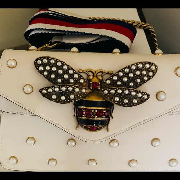 Gucci Broadway Bee ๐ Crossbady Pearl studded Ivory - Picture 3 of 12